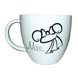 Authentic Disney Parks Mrs. Minnie Mouse Wedding Mug White w Black Graphic
